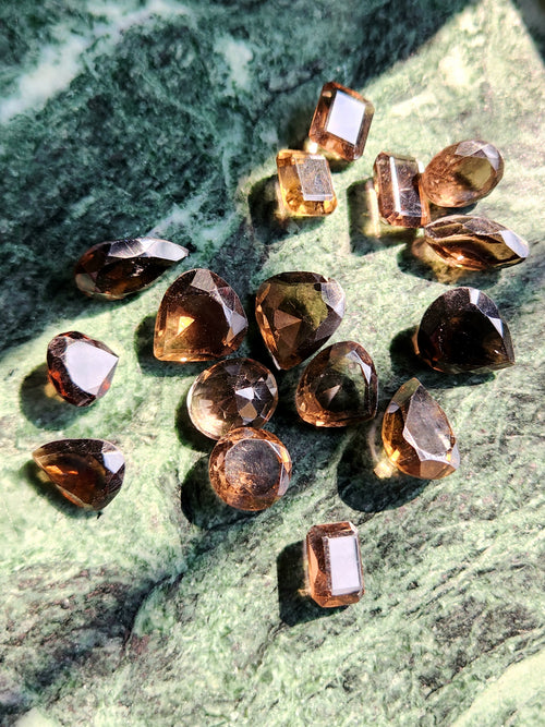 Smokey Quartz Faceted Loose Gemstones in Mixed Shape - Earthy Elegance - Lot of 16 units