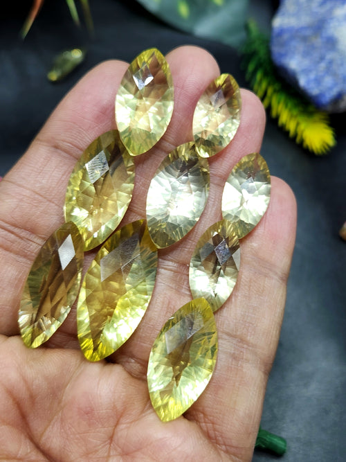 Lemon Quartz Faceted Loose Gemstones in marquise shape - Elevate Your Style with Radiance | Lot of 15 units