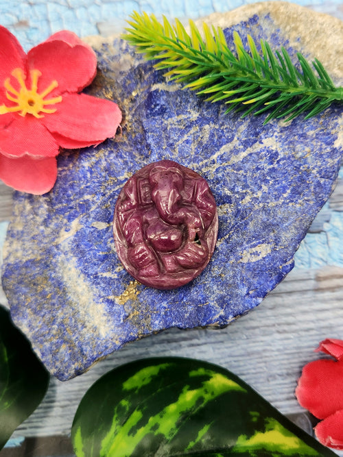 Ruby Ganesha Carving Pendant - A Fusion of Spirituality and Elegance | Birthday Gift | Daughter's Day Gift | Mother's Day Gift