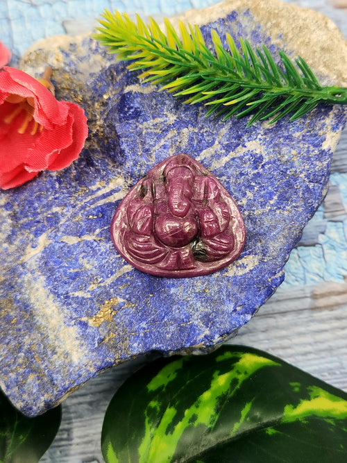 Ruby Ganesha Carving Pendant - A Fusion of Spirituality and Elegance | Birthday Gift | Daughter's Day Gift | Mother's Day Gift