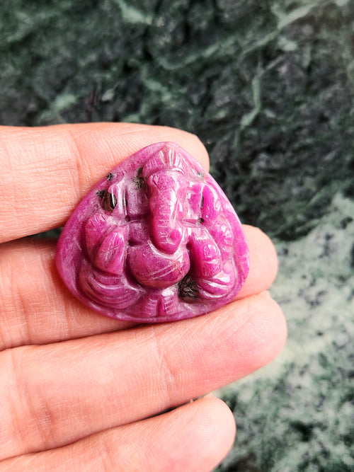 Ruby Ganesha Carving Pendant - A Fusion of Spirituality and Elegance | Birthday Gift | Daughter's Day Gift | Mother's Day Gift