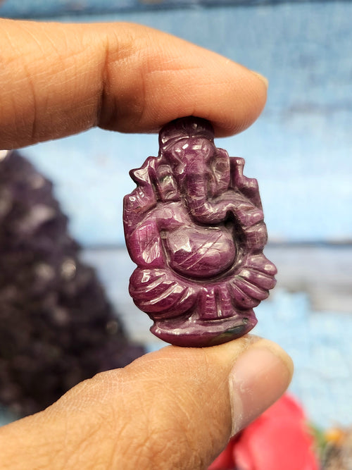 Ruby Ganesha Carving Pendant - A Symbol of Wisdom, Power and Vitality | Gemstone Pendant | Birthday Gift | Daughter's Day Gift | Mother's Day Gift