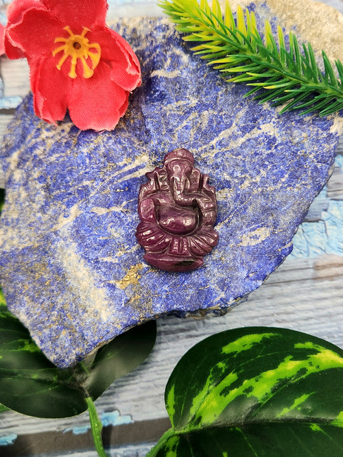 Ruby Ganesha Carving Pendant - A Symbol of Wisdom, Power and Vitality | Gemstone Pendant | Birthday Gift | Daughter's Day Gift | Mother's Day Gift