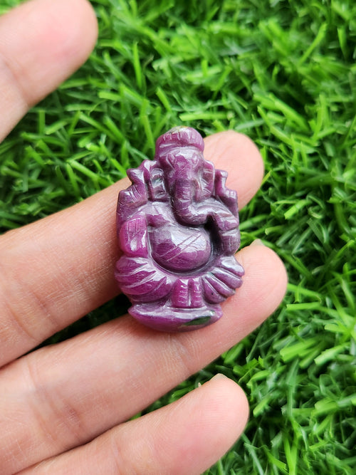 Ruby Ganesha Carving Pendant - A Symbol of Wisdom, Power and Vitality | Gemstone Pendant | Birthday Gift | Daughter's Day Gift | Mother's Day Gift