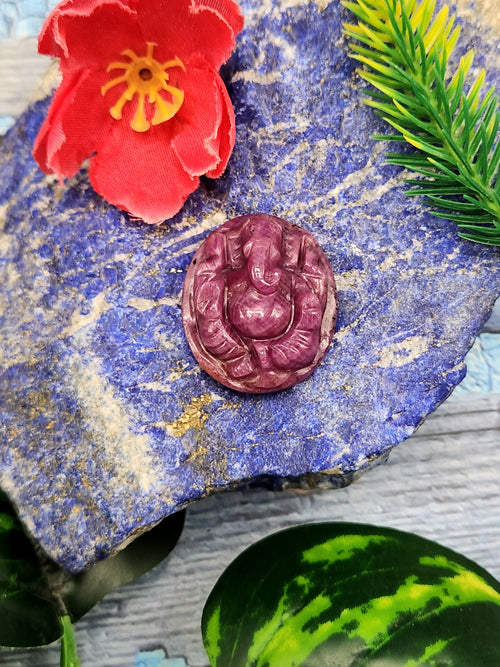 Ruby Ganesha Carving Pendant - A Timeless Accessory for Spiritual Strength and Protection | Gemstone Pendant | Birthday Gift | Daughter's Day Gift | Mother's Day Gift