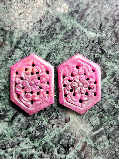 Floral Carved Ruby Stone Pair for Earrings or Pendant - History, Symbolism and Modern Appeal