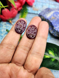 Floral Carved Ruby Stone Pair for Earrings or Pendant - A Journey to Grounding and Security