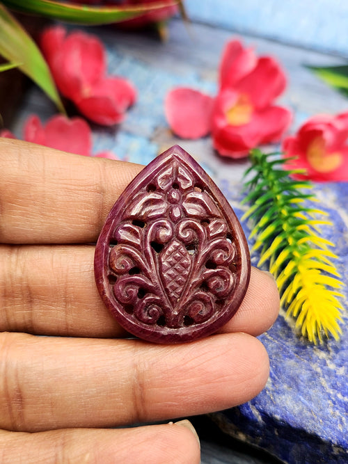 Ruby Floral Carving Pendant - History, Symbolism and Modern Appeal | Gemstone Pendant | Birthday Gift | Daughter's Day Gift | Mother's Day Gift