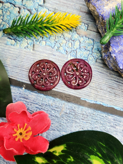 Floral Carved Ruby Stone Pair for Earrings or Pendant - History, Symbolism and Modern Appeal