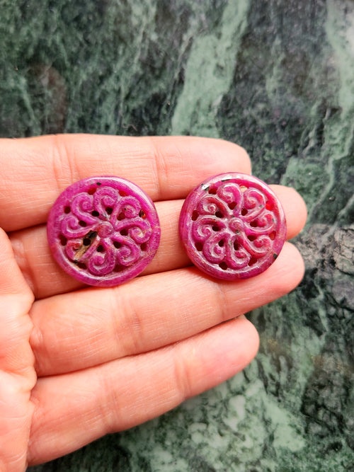 Floral Carved Ruby Stone Pair for Earrings or Pendant - History, Symbolism and Modern Appeal