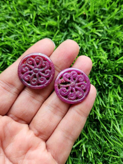 Floral Carved Ruby Stone Pair for Earrings or Pendant - History, Symbolism and Modern Appeal