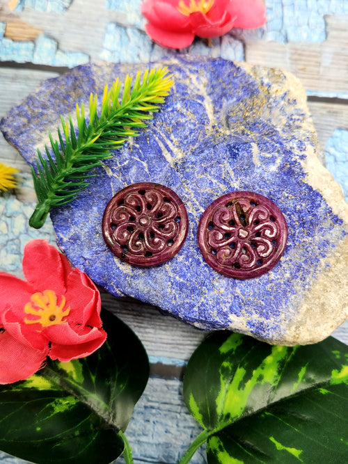 Floral Carved Ruby Stone Pair for Earrings or Pendant - History, Symbolism and Modern Appeal