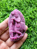 Lord Krishna Carving in Ruby Stone - A Divine Guardian Against Negative Energy | 2.7 inches and 388 carats