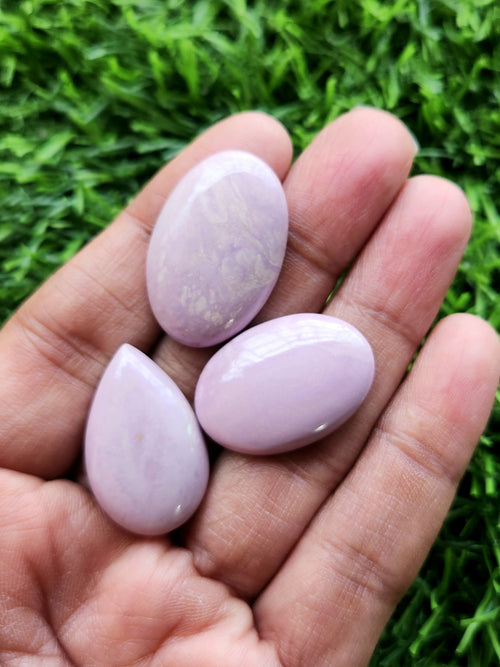 Phosphosiderite Cabochon Loose Gemstones - Tranquil Elegance in oval and teardrop shape | Lot of 3 units