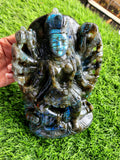 Goddess Kali statue/idol/murti in labradorite stone - A Divine Fusion of Wisdom and Spiritual Illumination | 8 inches and 3110 gms