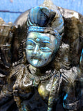 Goddess Kali statue/idol/murti in labradorite stone - A Divine Fusion of Wisdom and Spiritual Illumination | 8 inches and 3110 gms