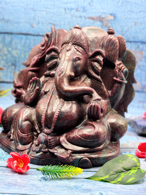 Ruby Kyanite Lord Ganesha Statue: Unlock Divine Power and Prosperity | Reiki/Chakra/Healing/Energy | Home Decor