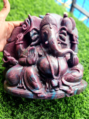 Ruby Kyanite Lord Ganesha Statue: Unlock Divine Power and Prosperity | Reiki/Chakra/Healing/Energy | Home Decor