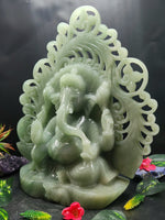 Lord Ganesha Statue in Light Green Aventurine: Unlock Divine Power and Prosperity | Reiki/Chakra/Healing/Energy | Home Decor