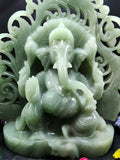 Lord Ganesha Statue in Light Green Aventurine: Unlock Divine Power and Prosperity | Reiki/Chakra/Healing/Energy | Home Decor