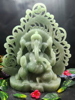 Lord Ganesha Statue in Light Green Aventurine: Unlock Divine Power and Prosperity | Reiki/Chakra/Healing/Energy | Home Decor