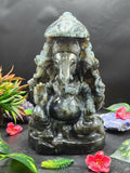 Labradorite Ganesh Carving with Beautiful Flash: A Divine Fusion of Spirituality and Transformation | Ganapati statue | Home Decor | Ganesh Murti | gift a ganesha