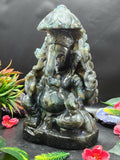 Labradorite Ganesh Carving with Beautiful Flash: A Divine Fusion of Spirituality and Transformation | Ganapati statue | Home Decor | Ganesh Murti | gift a ganesha