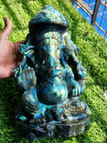 Labradorite Ganesh Carving with Beautiful Flash: A Divine Fusion of Spirituality and Transformation | Ganapati statue | Home Decor | Ganesh Murti | gift a ganesha