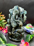 Labradorite Lord Ganesh Statue for Spiritual Harmony and Artistic Elegance | Figurine in Crystals and Gemstones - 8 inches and 2640 weight