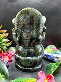 Labradorite Lord Ganesh Statue for Spiritual Harmony and Artistic Elegance | Figurine in Crystals and Gemstones - 8 inches and 2640 weight