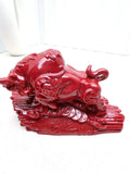 Cinnabar Marvels - Horse, Dragon, Bull carving & 2 bracelets - Animal gemstone carvings