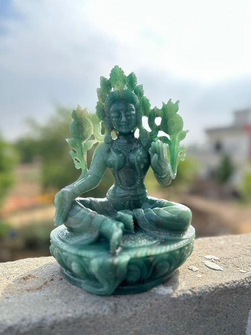 The Divine Beauty of Tara Devi: A Handcrafted Australian Green Aventurine Masterpiece