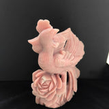 Pink Opal Parrot on Rose Flower Carving: A Touch of Serenity for Your Sacred Space | Animal carving