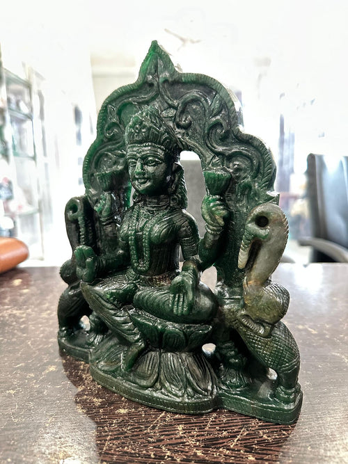 Exquisite Spiritual Carvings: The Divine Presence of Goddess Gaj Laxmi and Goddess Tara in Aventurine and Lapis Lazuli