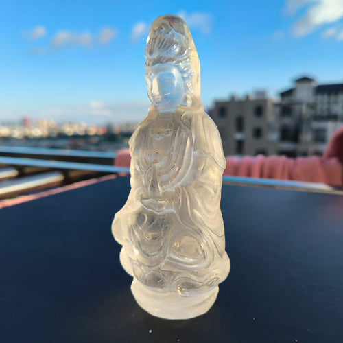 Kwan Yin Carving in Clear Quartz: A Powerful Symbol of Peace and Positive Energy | Guanyin | Avalokiteshvara