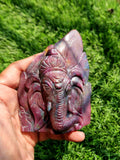 Sacred Stone Carvings Lot of 8 : Ganesh and Buddha Artisanship in Fluorite, Labradorite, Clear Quartz, and Ruby Kyanite