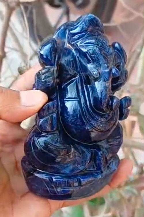 Sodalite Gemstone - Handmade Carving of Ganesh