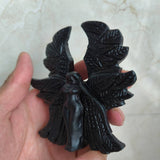 Black Obsidian Winged Angel: A Symbol of Protection, Purity and Peace | Weighing 170 grams