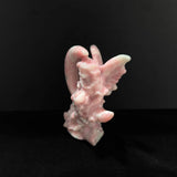 Handmade carving of Pink Opal Winged Angel on Half Moon: A Beacon of Tranquility and Protection