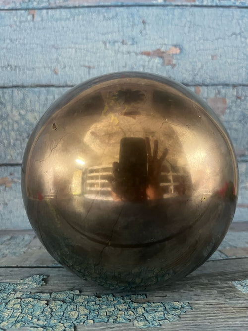 Golden Pyrite Sphere: Unlock Abundance and Positivity in Your Home & Office | 5.5 inches diameter and 6.9 kgs weight