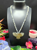 Labradorite Bead Mala with Labradorite Phoenix/Eagle Pendant - Embrace Transformation and Divine Beauty