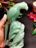 Green Aventurine Parrot Pair handmade gemstone lapidary art - 7 inches and 1050 gms (2.3 lb) - animal carving