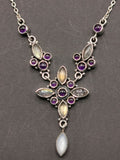 Breathtaking amethyst, labradorite, mother of pearl necklace in 925 sterling silver - Shwasam