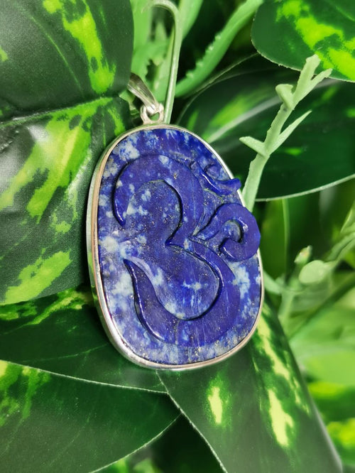 Lapis Lazuli stone OM Pendant Jewelry in 925 sterling silver | Mothers Day Gift | Spiritual Gift - Shwasam