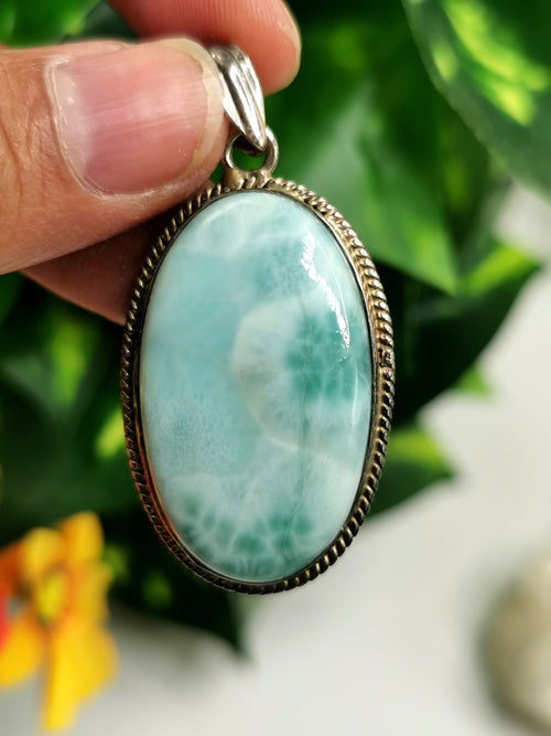 Stunning Larimar Pendant in 925 Sterling Silver - crystal/gemstone jewelry | Mother's Day/birthday/engagement/wedding/anniversary gift