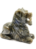 Labradorite Lion intricately handcarved - crystal/reiki/chakra/healing - 3.5 inches and 510 gms (1.12 lb) animal carving