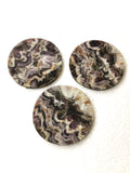 Set of 3 Amethyst coaster set - 4.5 inches diameter and 265 gms (0.58 lb) - SET OF 3 COASTERS