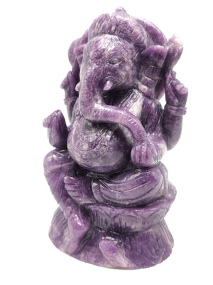 Lepidolite Handmade Carving of Ganesh - Lord Ganesha Idol in Crystals and Gemstones - Reiki/Chakra/Healing - 6 inches and 1.46 kg (3.21 lb)