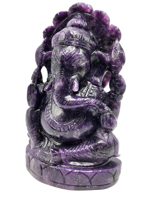 Lepidolite Handmade Carving of Ganesh - Lord Ganesha Idol in Crystals and Gemstones - Reiki/Chakra/Healing - 7.5 inch and 1.54 kg (3.09 lb)