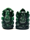 Dark Green Aventurine Handmade Carving of Ganesh - Lord Ganesha Idol in Crystals/Gemstone - Reiki/Chakra/Healing - 2.5 in and 100 gms